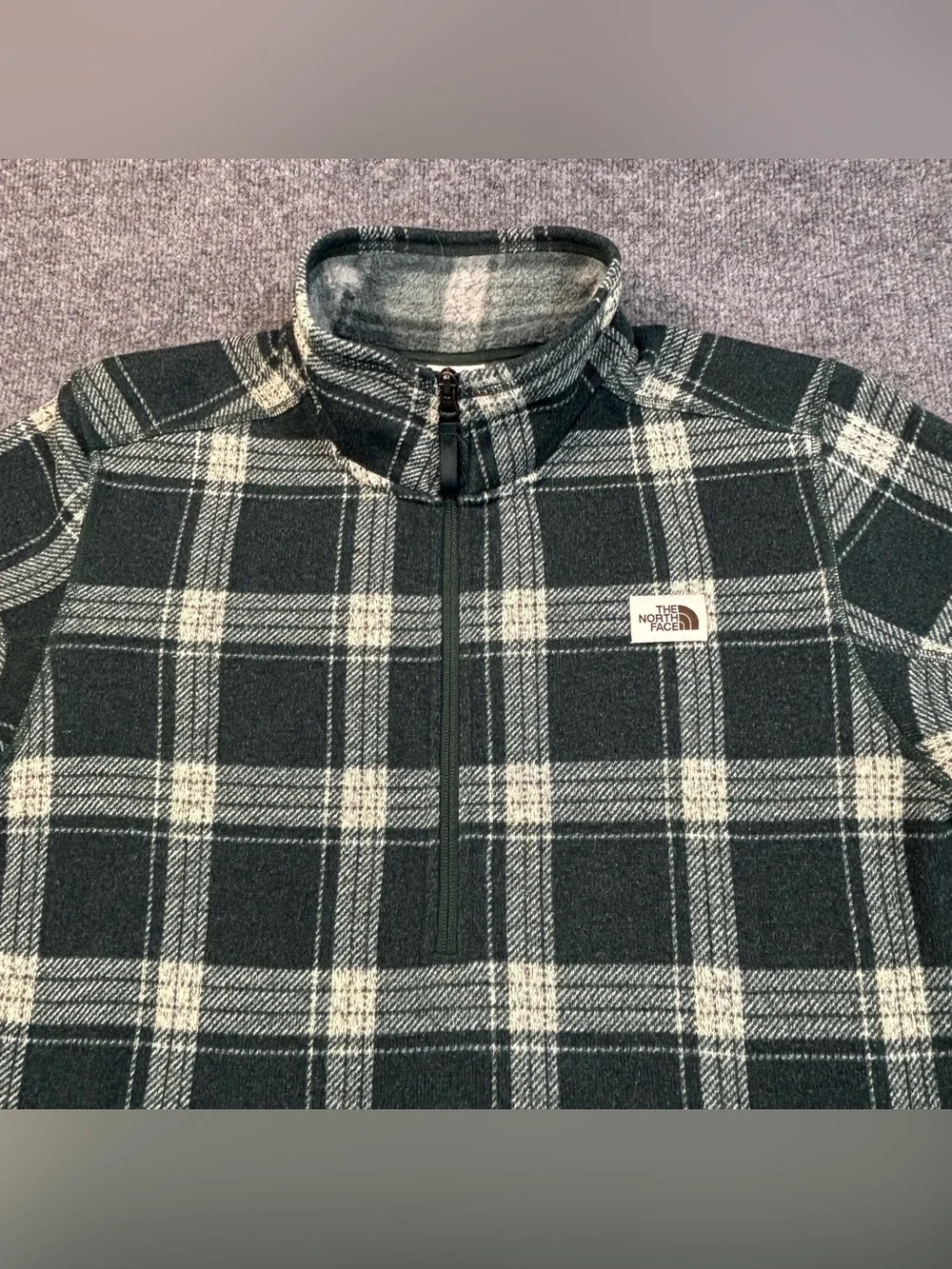 The North Face Fleece Pullover Mens XL Green Plaid 1/4 Zip Jacket Shacket Gorp